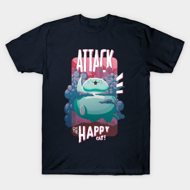 Attack of the Happy Cat T-Shirt by kidsuperpunch